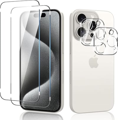 Screenprotector 2x en Camera lens protector 2x - Glasplaatje - Tempered glass Screen protector Geschikt voor: iPhone 16 Pro - Beschermglas