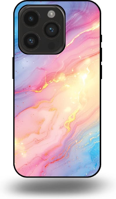 Smartphonica Telefoonhoesje Geschikt voor iPhone 14 Pro met Regenboog Glitter Marmer Opdruk - TPU Backcover Case Rainbow Glitter Marble Design geschikt voor iPhone 14 Pro