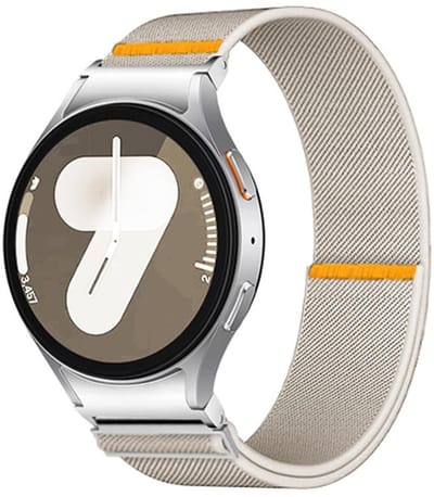 Nylon loop bandje - geschikt voor Samsung Galaxy Watch 7 (40 & 44mm) / Watch 6 (Classic) / Watch 5 (Pro) / Watch 4 (Classic) / Watch FE - met easy pin - starlight