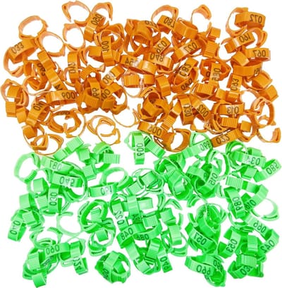 Allecto Plus - Genummerde kippenbeenringen 16 mm en 20 mm voor duiven, kwartels, kippen en ganzen (200 stuks)