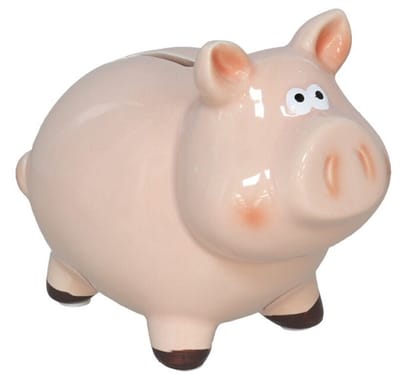 Gerimport Spaarpot Varken - dieren thema - 10 x 14 x 12 cm - roze - keramiek - kinderen