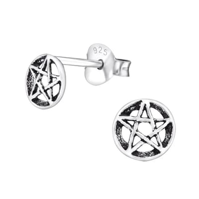 Aramat Jewels | Oorbellen | Sterling Zilveren Gotische Ster Oorknopjes Antieklook Rond 6mm | | | |6mm | Zilver | Kinderen, Volwassenen | Verkleurd niet