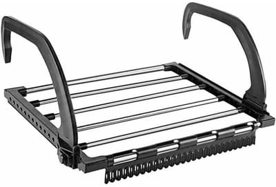 TOVBMUP Droogrek - Droogrek voor kleding - Droogrek voor schoenen van roestvrij staal voor balkons - Multifunctioneel opvouwbaar raammodel - Draagbaar opvouwbaar droogrek - geschikt voor Ophangen aan radiator, deur, douchewand of balkon - Zwart