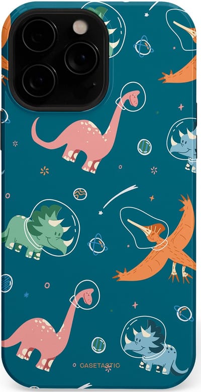 Casetastic hoesje geschikt voor Apple iPhone 13 Pro Max - MagSafe - Dubbellaagse bescherming - Ruimte raptors - Fashion Case - Petrol Perzik
