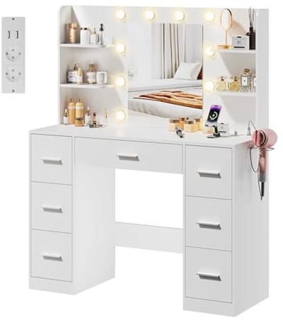 Groot Make-up Tafel met Verstelbare LED Spiegel en Verlichting - Modern en Functioneel