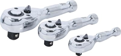 Mini ratelsleutelset 3-delig - 6,3 mm 10 mm 12,5 mm - extra kort voor nauwe ruimten