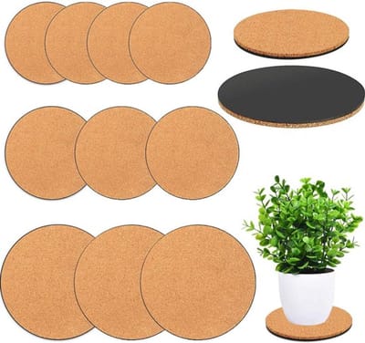 10 kurken plantenonderzetters, 3 maten (10, 15, 20 cm), kurken plantenonderzetters voor bloempotten, onderzetters voor kamerplanten