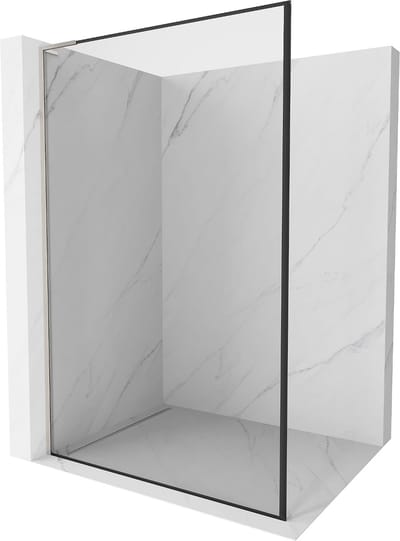 Mexen Kioto L douchescherm Walk-in 50 x 200 , zwart frame, geborsteld nikkel - 800-050-103-97-70