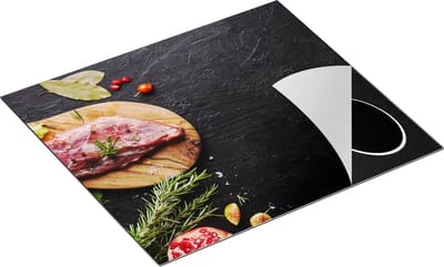 Chefcare Inductie Beschermer Vlees op een Marmeren Plaat - 60x50 cm - Afdekplaat Inductie - Kookplaat Beschermer - Inductie Mat