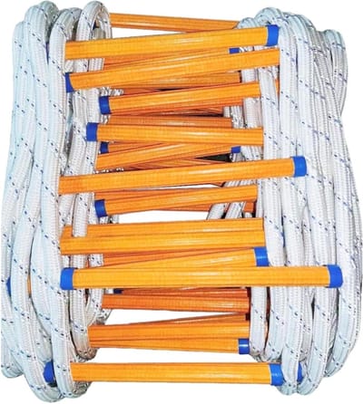 Vuurvaste reddingsladder - Noodladder touwladder - Snelle evacuatie - Vlamvertragend materiaal - 10 meter lengte - Geel