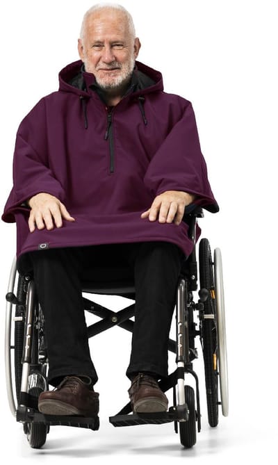 MOS - RolstoelCape - Rolstoel Cape Winter Neva - Regenponcho - Bordeaux - Softshell - Waterafstotend - One Size