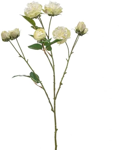 Kunstbloem Rose Mini Wit/Groen - 65 cm