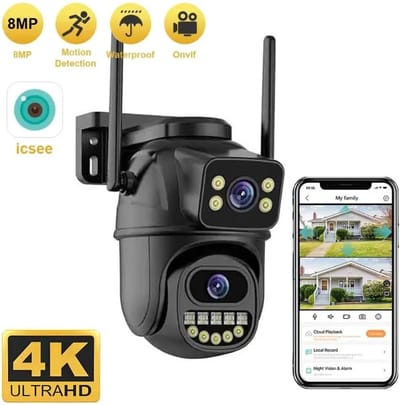 Botec WIFI beveiligingscamera voor buiten - beveiligingscamera's - buitencamera - met Dubbele Lens en AI Menselijke Detectie - nachtzicht tot 25 meter