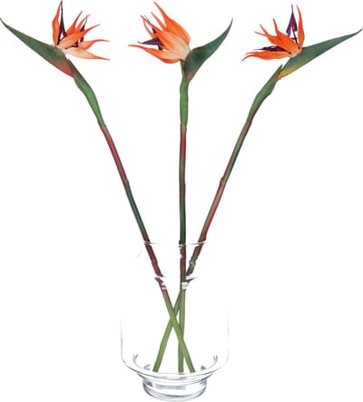 Bellatio Design Kunstbloem Strelitzia - 3x - 58 cm - losse steel - kunst zijdebloem - Paradijsvogelplant