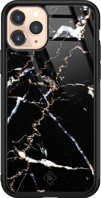 Casimoda® hoesje - Geschikt voor iPhone 11 Pro - Marmer Zwart - Luxe Hard Case Zwart - Backcover telefoonhoesje - Zwart