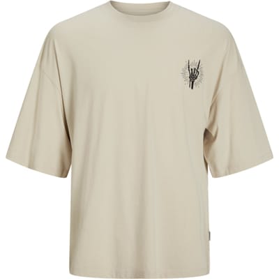 Jack & Jones - Heren Tee SS Charge Oversize Fit Tee - Beige - Maat L