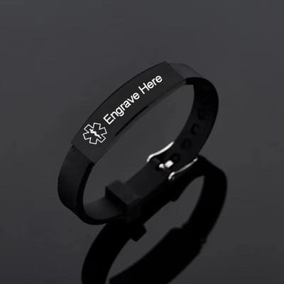 Bracelet Personnalisé Gravé Nom Lettre Logo Acier Inoxydable Bracelets en Silicone Joncs Pour Hommes Femmes Bijoux Personnalisés black
