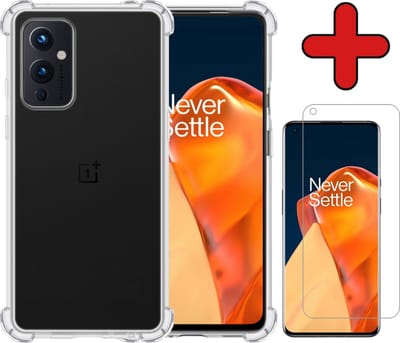 Hoesje - Met Screenprotector - Geschikt voor OnePlus 9 - Sterk & Shockproof - Back Cover - Siliconen Case - Telefoon Hoes - Shock Proof - Telefoonhoes - Transparant