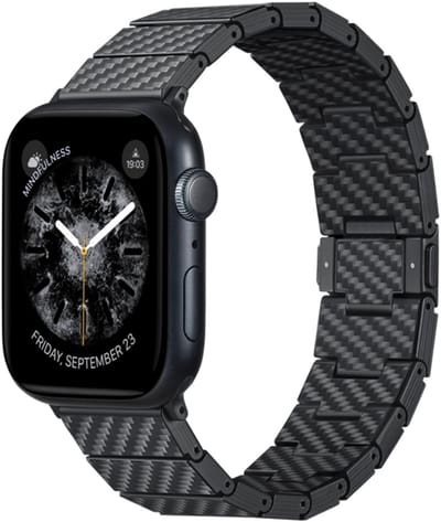 Pitaka Modern Carbon Fiber Horlogeband 45/46/49 mm – Gepatenteerde Veilige Magnetische Sluiting – Zeldzame en Duurzame 1K Koolstofvezel – Lengte 185,4 mm - Zwart