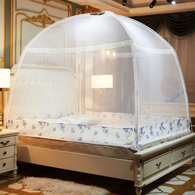Opvouwbare Klamboe - Bed Luifel - Kamperen en Reizen - Automatisch Pop-Up - 150x200CM - Wit