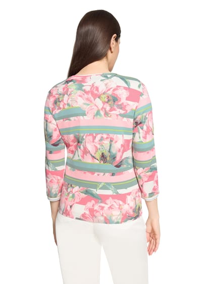 Geribd shirtjasje met 2-weg-ritssluiting - gebroken wit / rosé - Gr. 42 van Goldner Fashion