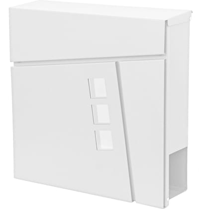 Brievenbus MCW-B29, brievenbus voor wandmontage Brievenbus Krantenvak, poedercoating ~ wit