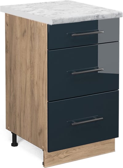 Vicco Fame-Line Keukenkasten – 50 cm, WB Marmer Donkerblauw hoogglans