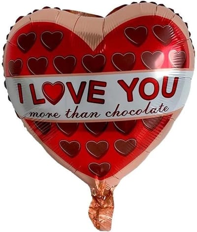 Folieballon i love you more than chocolate hart rose goud 45 cm