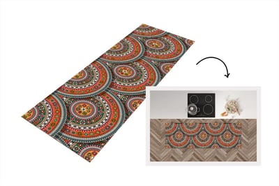 Keukenloper - Loper keuken - Cirkels - Azteken - Patronen - Zuid-Amerika - 150x50 cm - Keukenloper vinyl