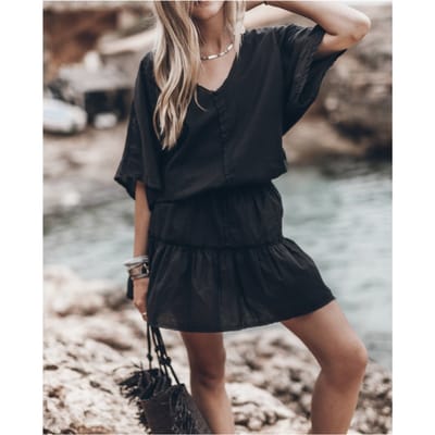 Mikuta The Dark Summer Dress Size: L | Mini Dresses Outlet | Dames | Zwart