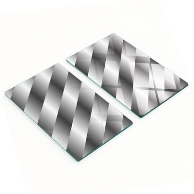 Set van 2 geharde glazen panelen met abstracte strepen, 2x30x52 cm