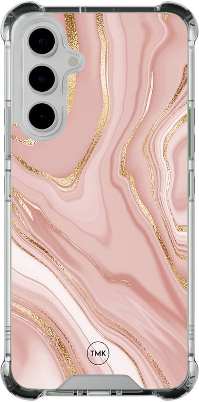 Shockproof hoesje geschikt voor Samsung Galaxy A54 - Rose marble - Schokbestendig - Verhoogde randen - TPU case - Extra Sterke Back Cover - Marmer - Transparant, Roze