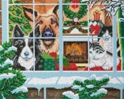 Crystal Art - dieren kerst - diamond painting - 40 x 50 cm - canvas
