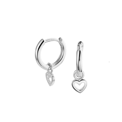 YO&NO - Oorbellen - Zilver - Oorringen -  Hart - 5.5/ 5mm - 2mm - 12mm - Kinderen - Gerhodineerd - Zilver 925