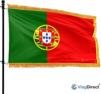 VlagDirect - Luxe Portugese vlag - Luxe Portugal vlag - 90 x 150 cm - Franjes.
