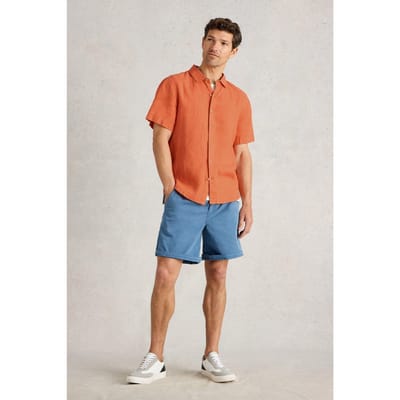 White Stuff Keswick Ss Linen Shirt Dark Orange Maat: S | Casual Overhemden Outlet | Heren | Oranje