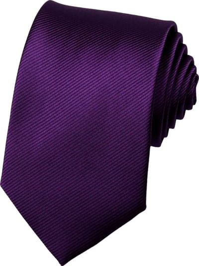 Fako Fashion - Brede Stropdas - Gestreept - Ribstructuur - 100% Zijde - Effen - 8cm - 145cm - Donkerpaars
