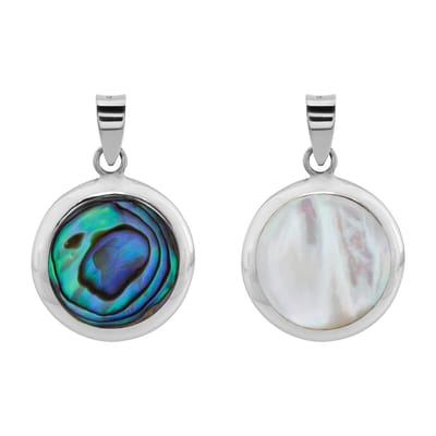 WeLoveSilver - zilveren hanger - omkeerbaar - abalone en parelmoer