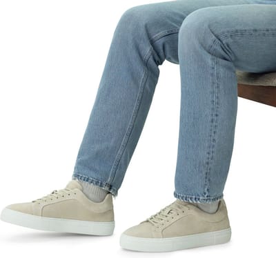 Manfield - Heren - Beige suède sneakers - Maat 41