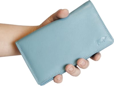 Portemonnee - Lichtblauw - Leer - RFID - Anti skim - Portemonnee Dames - Portefeuille - Groot - Veel - Ruimte