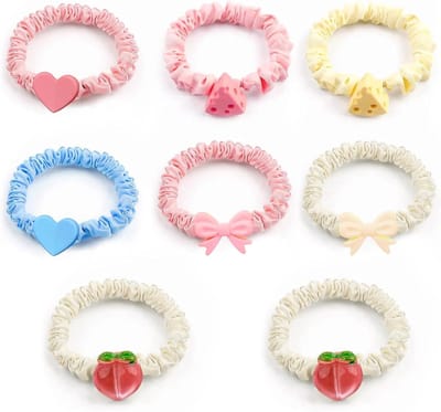 Zachte Satijnen Scrunchies voor Dames - 8 Stuks Haarbanden, Elastische Haaraccessoires voor Vrouwen en Meisjes