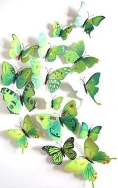 CHPN - Vlinders - Muurstickers - Muurdecoratie - Verschillende Afmetingen - Vlinders - 12 stuks - Groen - Woondecoratie - Wooncadeau - Verschillende dessins