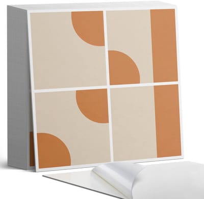Coloray Plaktegels - Abstracte geometrische vormen Zelfklevende Tegels - 20 cm x 20 cm - Oranje Plaktegels - 20 stuks - Vierkant PVC Tegels - Plaktegels Badkamer - Plaktegels Vloer - Vinyl Tegels Zelfklevend - Wandtegel Zelfklevend