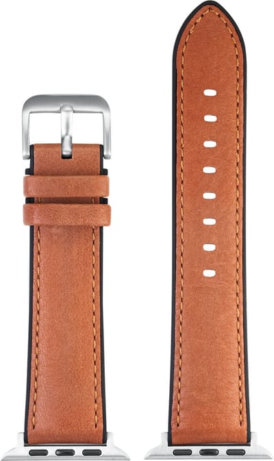 EULIT horlogeband geschikt voor Apple Watch 38/40/41 maat - Serie 1/2/3/4/5/6/7/8/9/10 + SE - eutec smart - 20 mm - goud bruin goudbruin - metalen gesp - incl. adapter