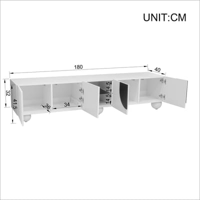 Modern tv-meubel, tv-standaard, tv-paneel, lage tv-standaard. Uniek ontwerp. 180 x 40 x 41,5 cm (L x B x H)