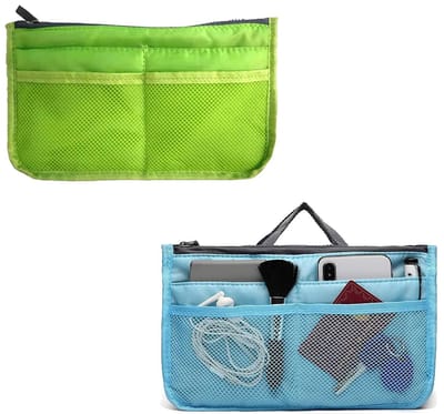 Opbergtas, binnentas, organizer voor binnen, voor thuis, reizen (groen en blauw)