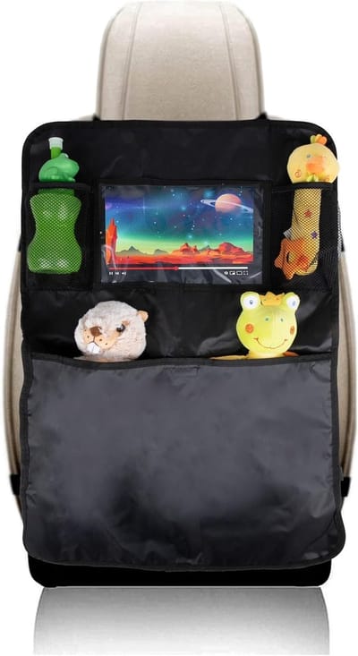 Famanu – Autostoel organizer 70 x 45 cm, achterbank organizer met meerdere opbergvakken en tabletvak