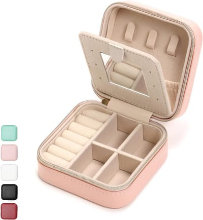 Sieraden Reiskoffer - Sieraden Organizer - Sieraden Opbergen - Met Ingebouwde Spiegel - 10 x 10 x 5 cm - Roze