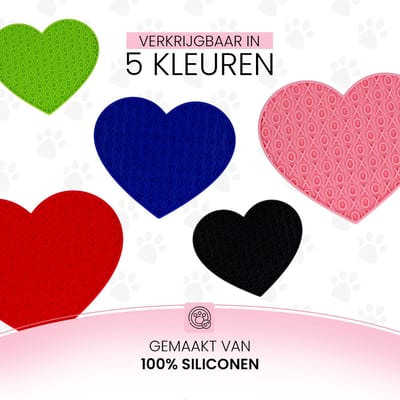 Eat Slow Live Longer Likmat Hartvormig - 19 x 23 cm - Anti-schrok Mat - Slowfeeder - Snuffelmat - 100% siliconen - Vaatwasserbestendig - Voor Hond of Kat - Voerpuzzel Kat - Roze