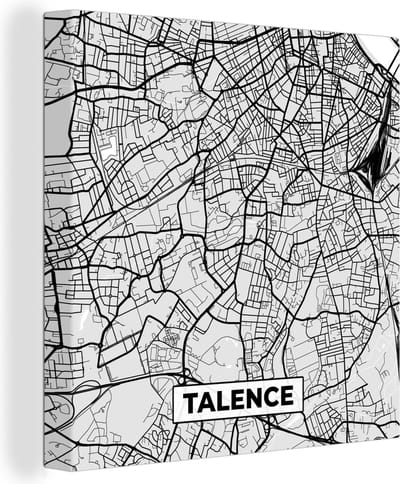Canvas Schilderij Kaart - Stadskaart - Talence - Plattegrond - Frankrijk - 20x20 cm - Wanddecoratie